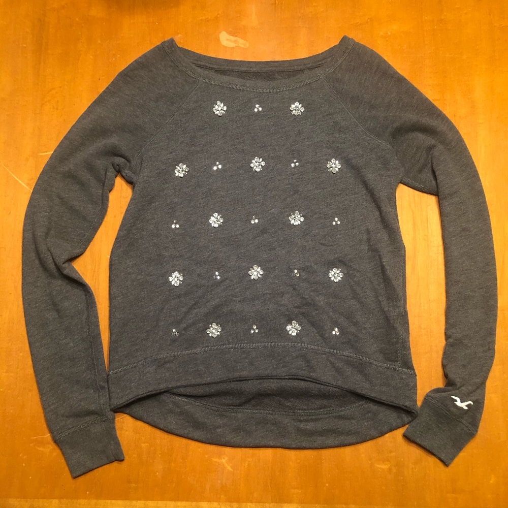 Hollister Grey Rhinestone Sweater